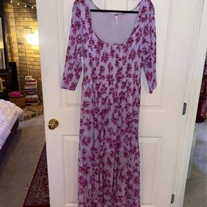 Free People Purple Floral Midi Dress